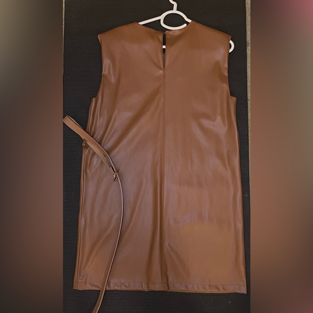Original leather women dress with belt